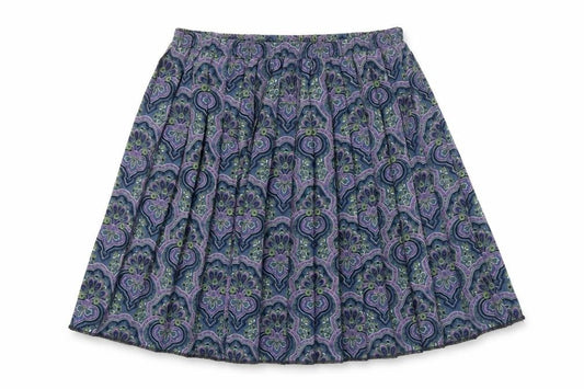 Leslie Fay Women’s Blue Paisley Pleated Knee Length Skirt Size 10