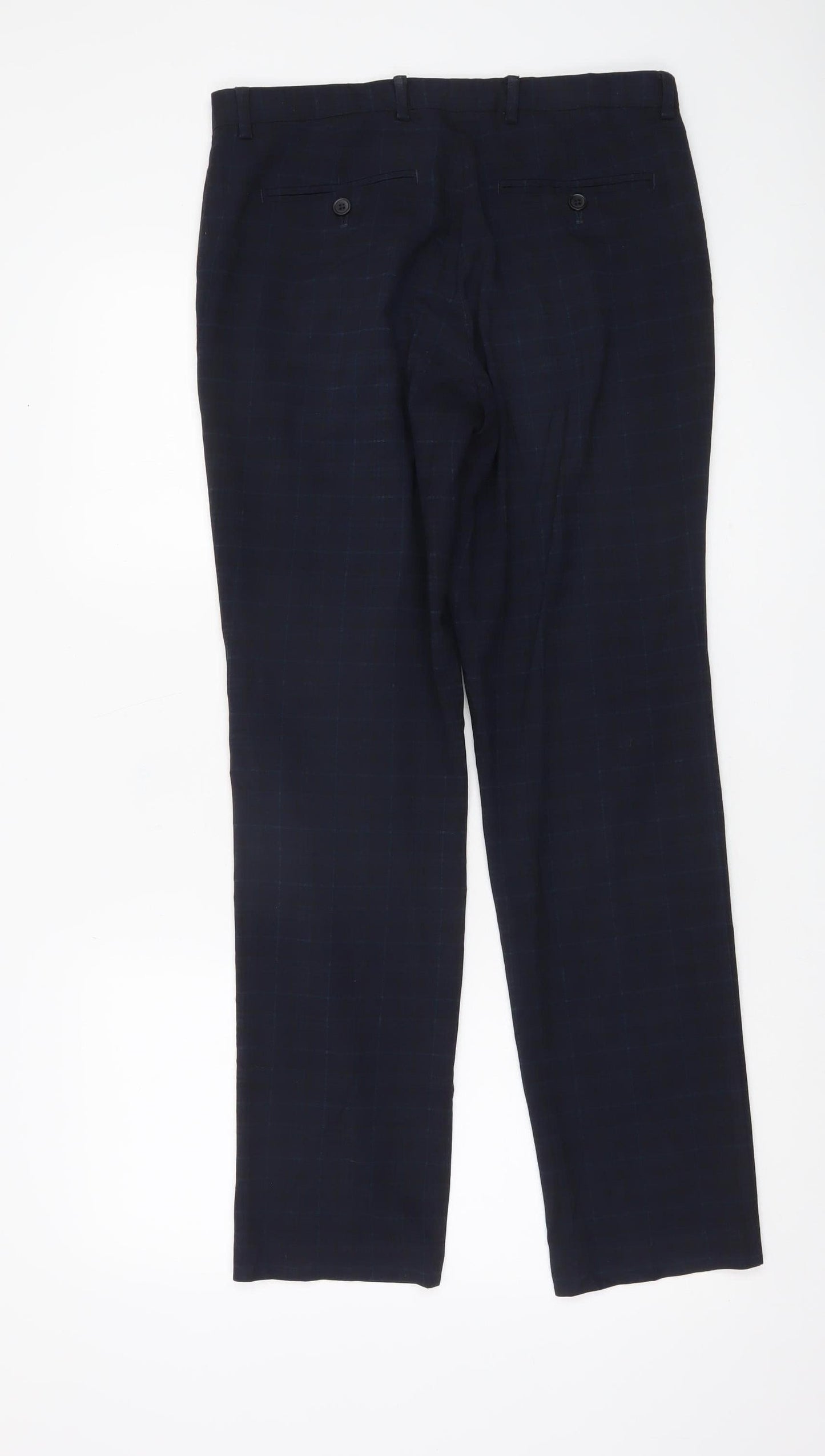 Burton Menswear Men’s Blue Check Dress Trousers 30R Regular Fit