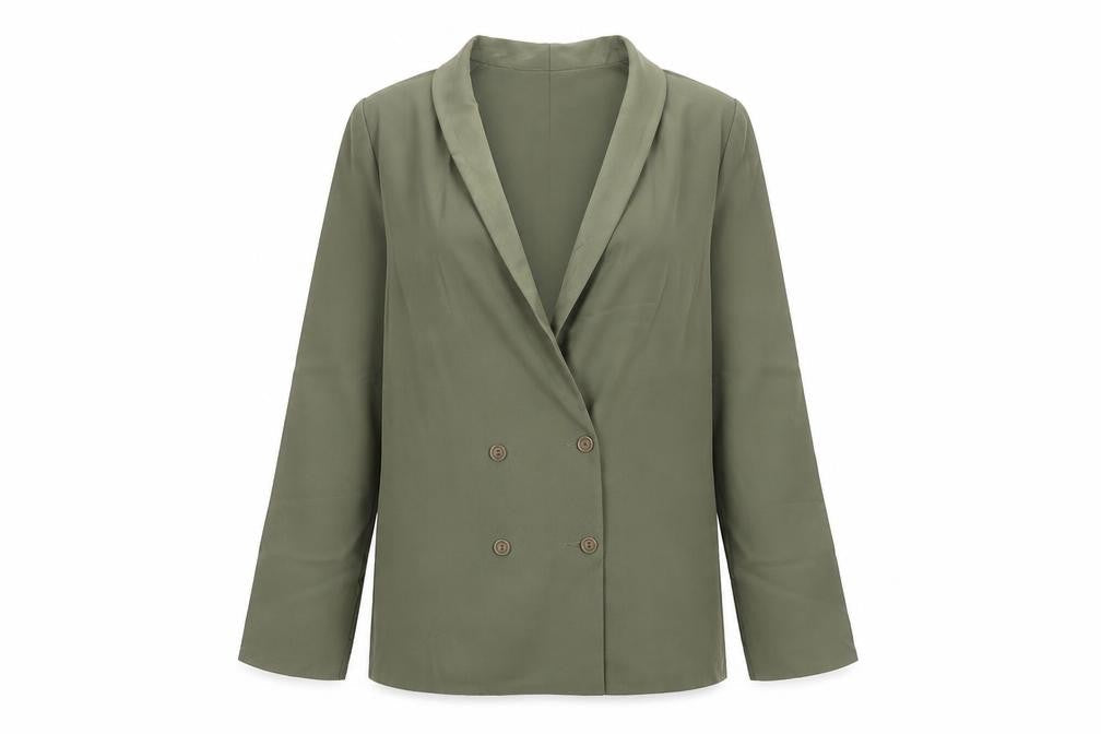 Topshop Women’s Green UK 10 Shawl Collar Double-Breasted Blazer