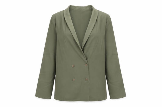 Topshop Women’s Green UK 10 Shawl Collar Double-Breasted Blazer