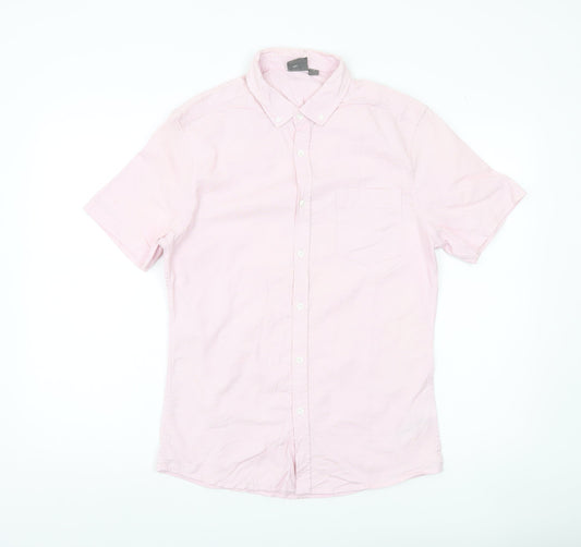 ASOS Men Pink Slim Fit Short Sleeve Button-Down Shirt Medium 38-40"