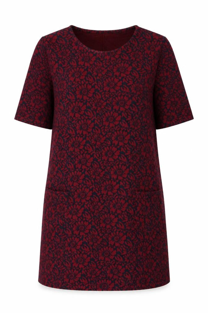 Cooperative Women’s Red Floral Shift Dress M Knee Length Cotton
