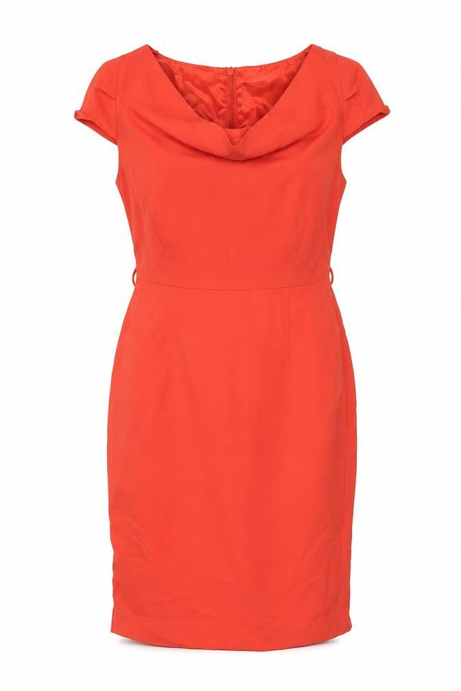 Next Women Red Sheath Knee Length Dress Size 10 Cowl Neck
