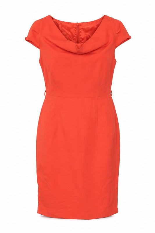 Next Women Red Sheath Knee Length Dress Size 10 Cowl Neck