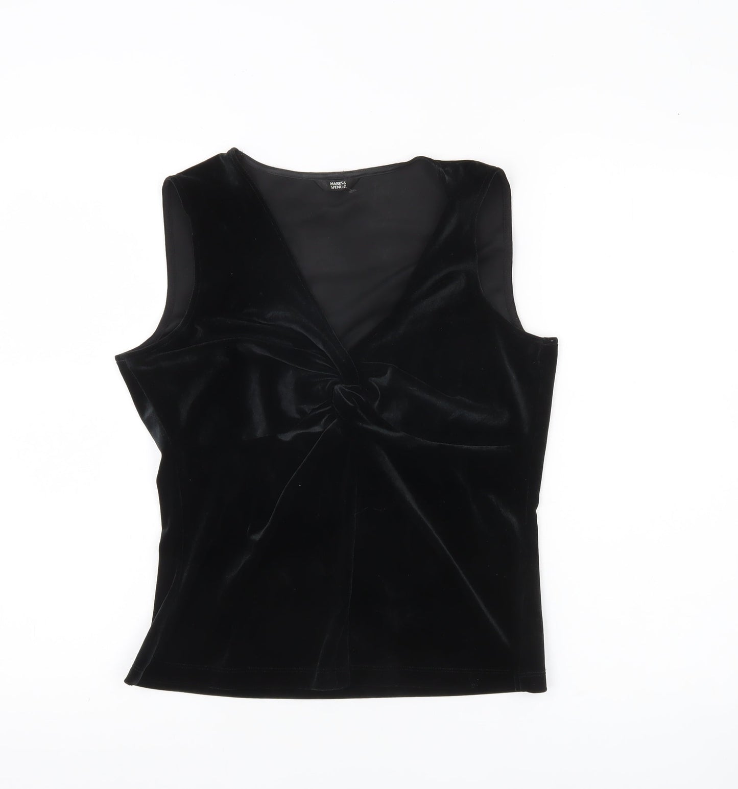 Marks and Spencer Women’s Black Velvet V-Neck Sleeveless Blouse UK14
