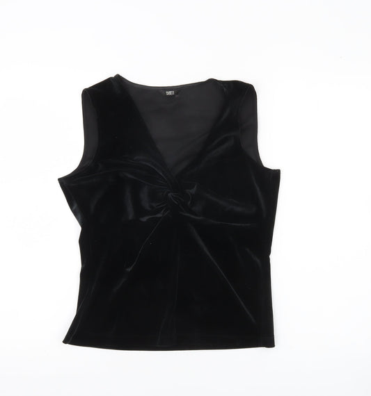 Marks and Spencer Women’s Black Velvet V-Neck Sleeveless Blouse UK14