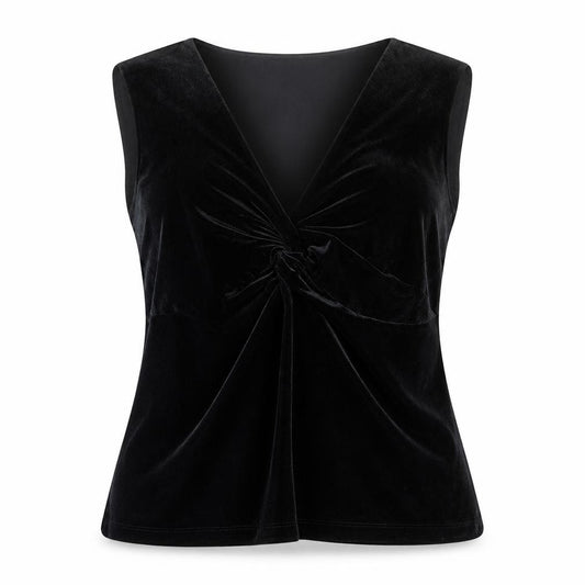 Marks and Spencer Women’s Black Velvet V-Neck Sleeveless Blouse UK14