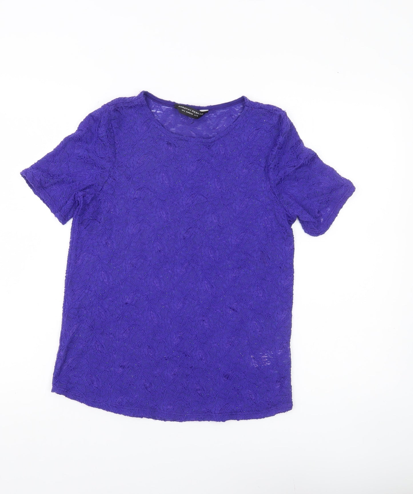 Dorothy Perkins Women’s Purple Lace Glitter T-Shirt Top Size 10