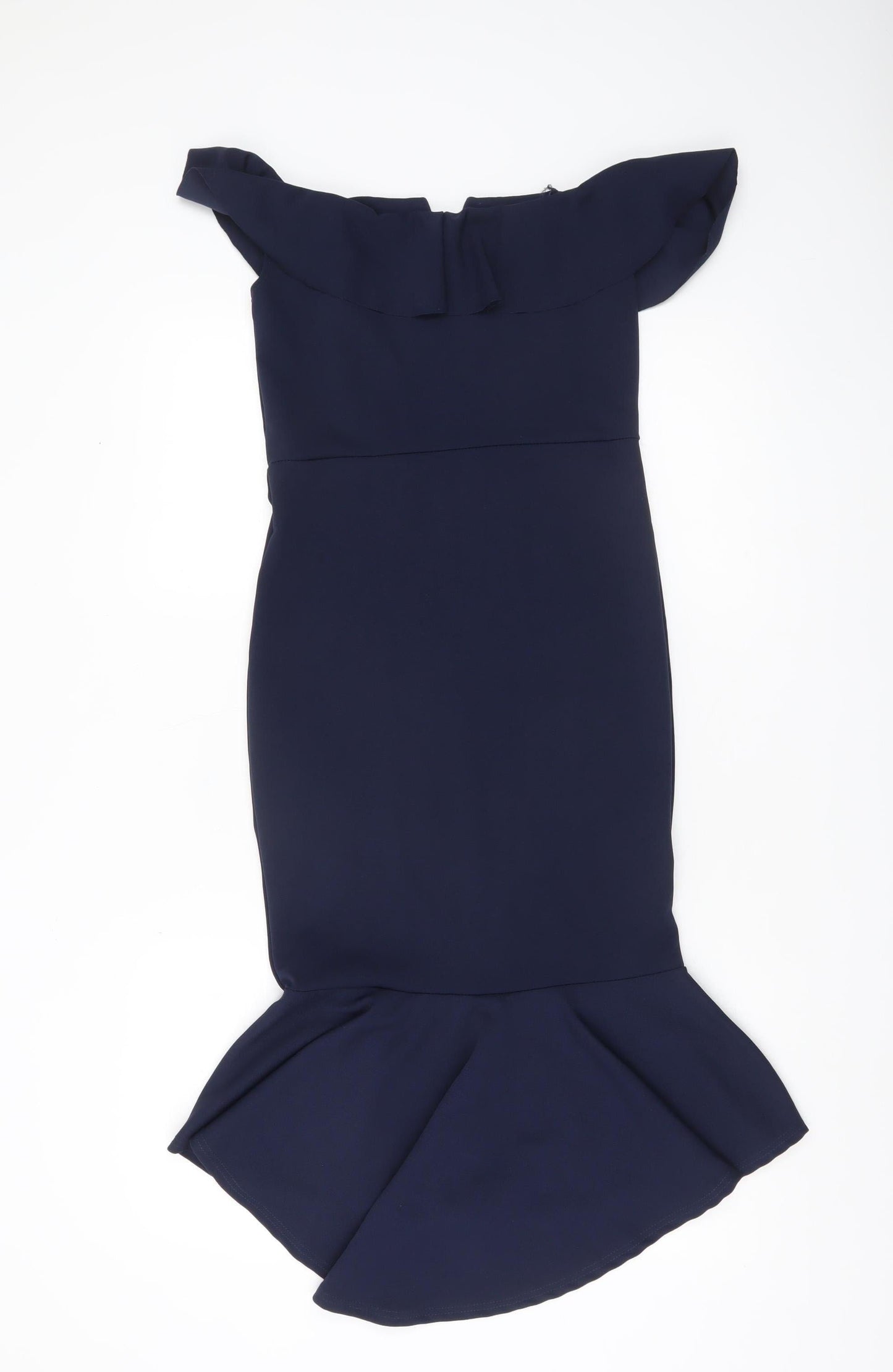 Quiz Women’s Navy Blue Size 12 Bodycon Ruffle Off Shoulder Dress