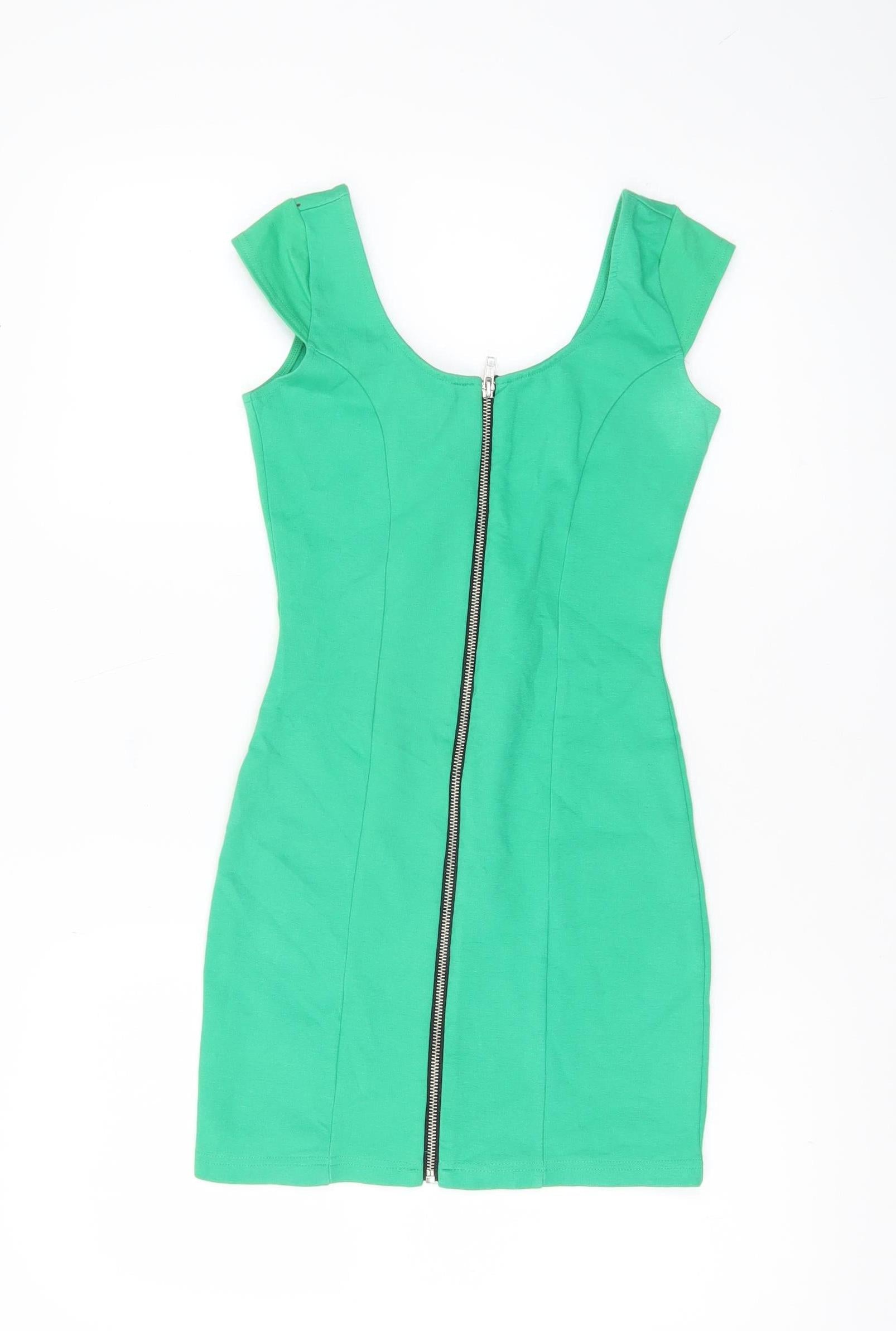 hm green bodycon dress Women's Green Square-neck Bodycon Dress