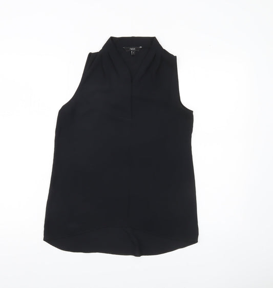Next Women’s Black Sleeveless Blouse UK 6 V-Neck Polyester