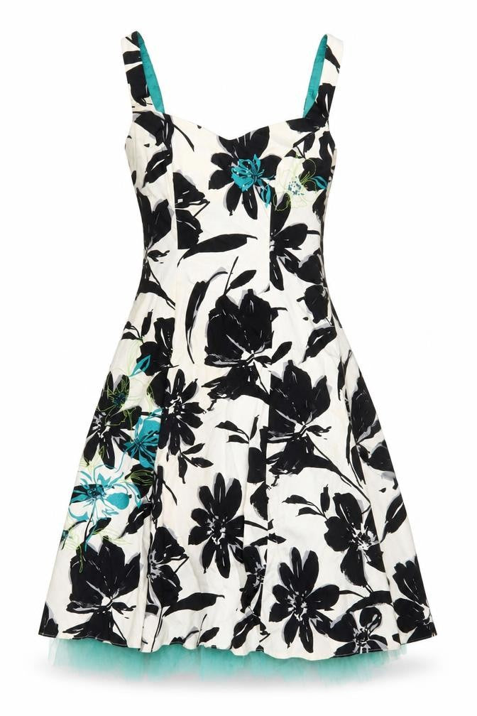 Debut Women’s Black White Floral Fit & Flare Dress Size 10