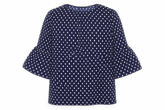 Dorothy Perkins Womens Blue Polka Dot Blouse Size 8 Flared Sleeves