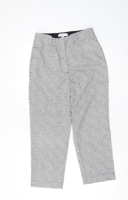 Marks and Spencer Womens Multicoloured Geometric Slim Chino Trousers Size 8