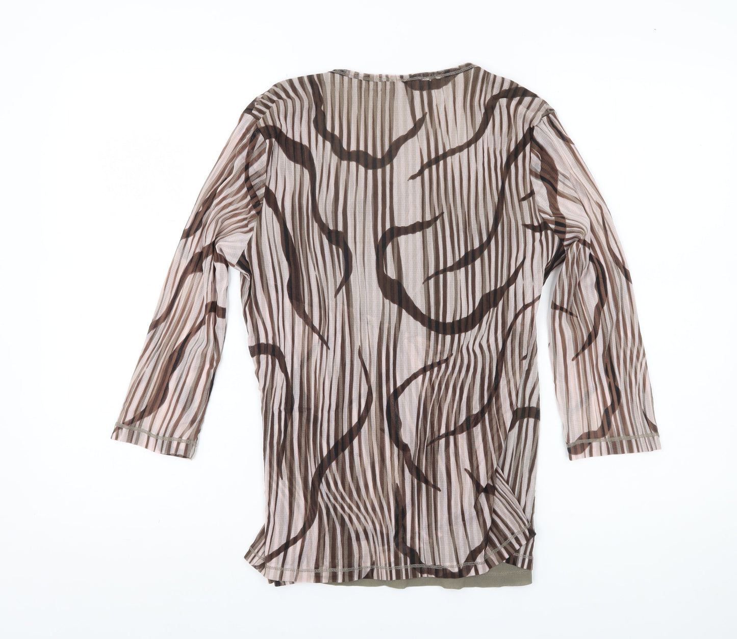 Olsen Women’s Brown Wrap Blouse Top Size 16 Nylon Sheer 3/4 Sleeve