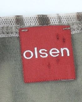 Olsen Women’s Brown Wrap Blouse Top Size 16 Nylon Sheer 3/4 Sleeve