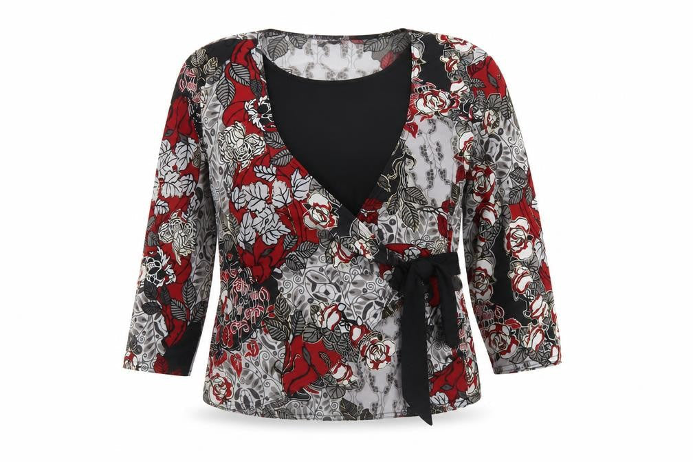 Saloos Women’s Multicoloured Floral Wrap Blouse Size L
