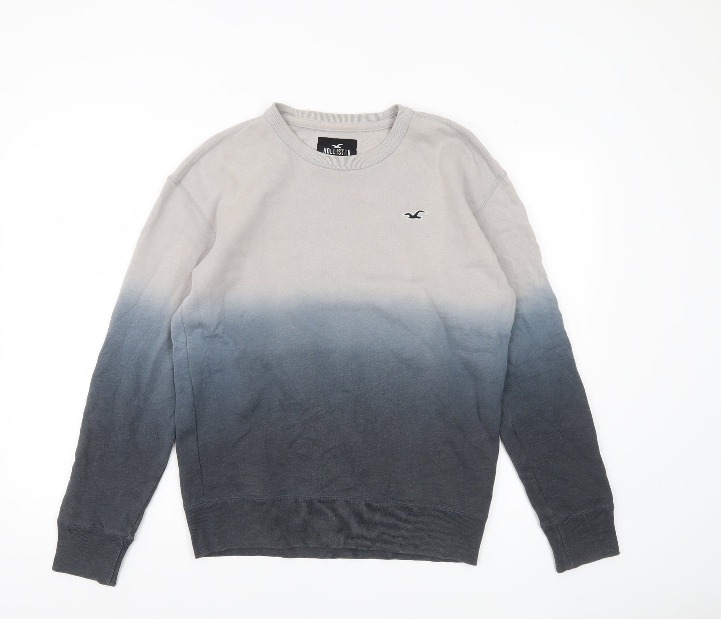 Hollister Mens Grey Black Ombre Sweatshirt S Pullover Crew Neck