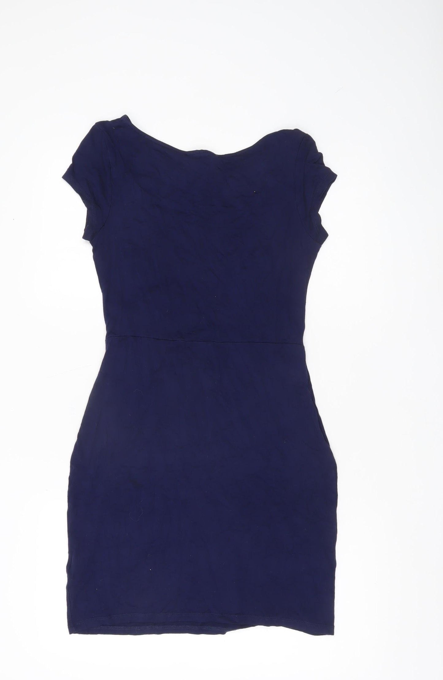 Warehouse Women’s Blue Bodycon Short Sleeve Ruched Dress UK 12