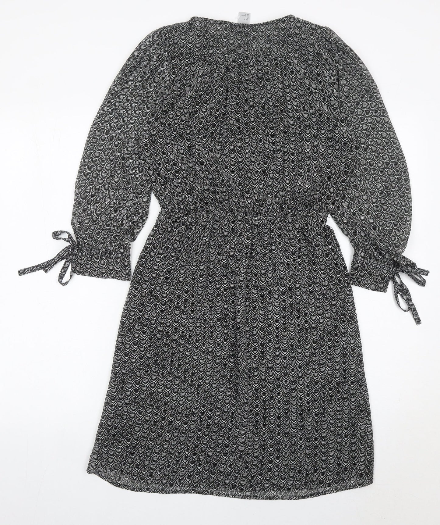 H&M Women’s Black Geometric Knee Length Shift Dress Size 8