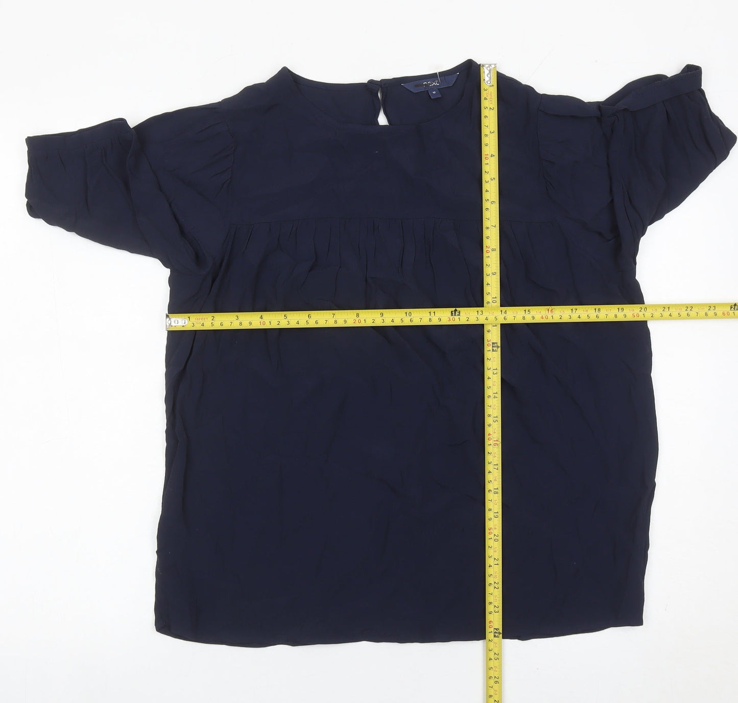 Next Women’s Navy Blue Blouse Size 12 Tunic Style 3/4 Sleeve