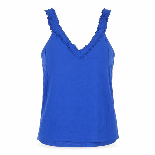 Massimo Dutti Womens Blue XS Viscose Ruffle V-Neck Camisole Tank Top