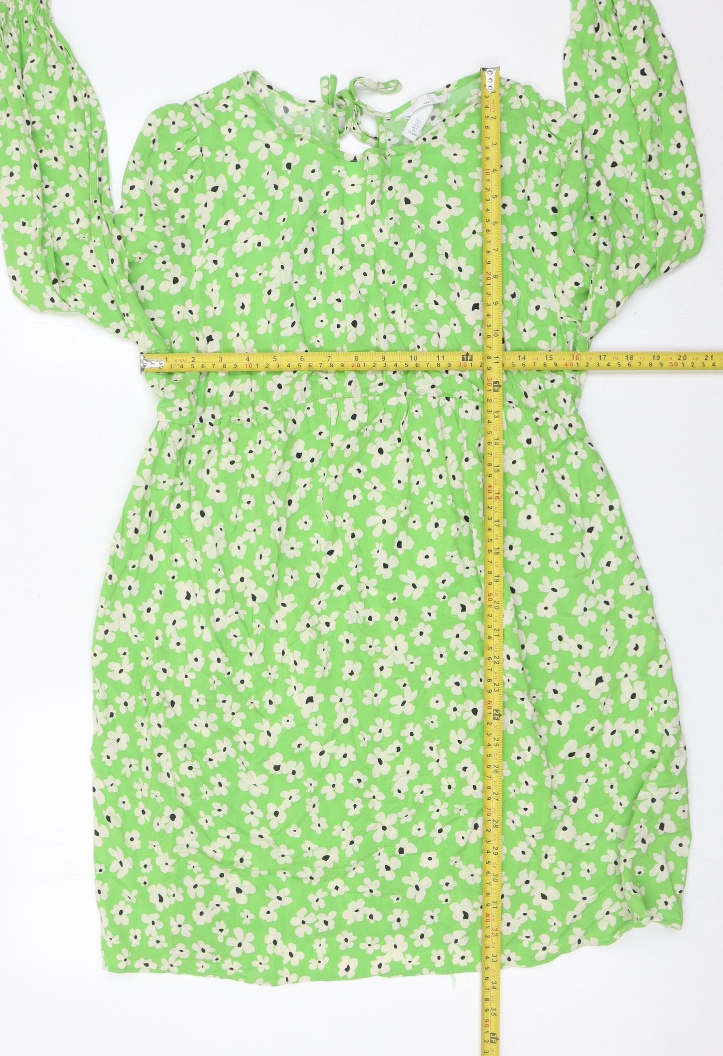 H&M Maternity Womens Green Floral Shift Dress Size 14 Long Sleeve