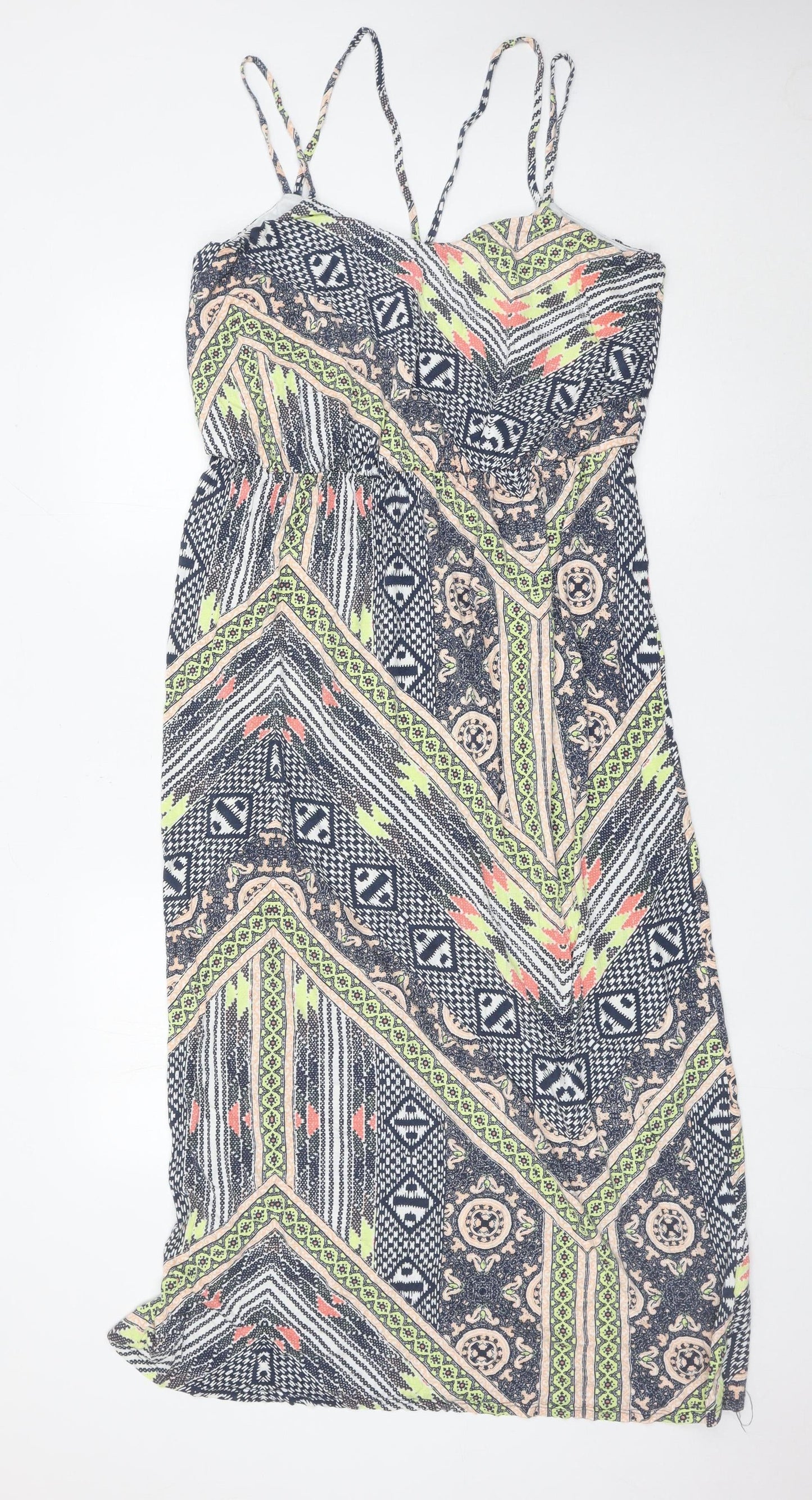Warehouse Women’s Multicoloured Geometric Midi Maxi Dress Size 18