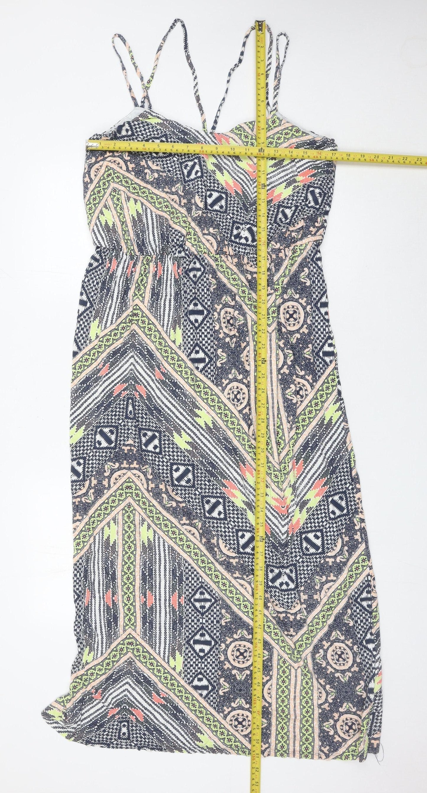 Warehouse Women’s Multicoloured Geometric Midi Maxi Dress Size 18