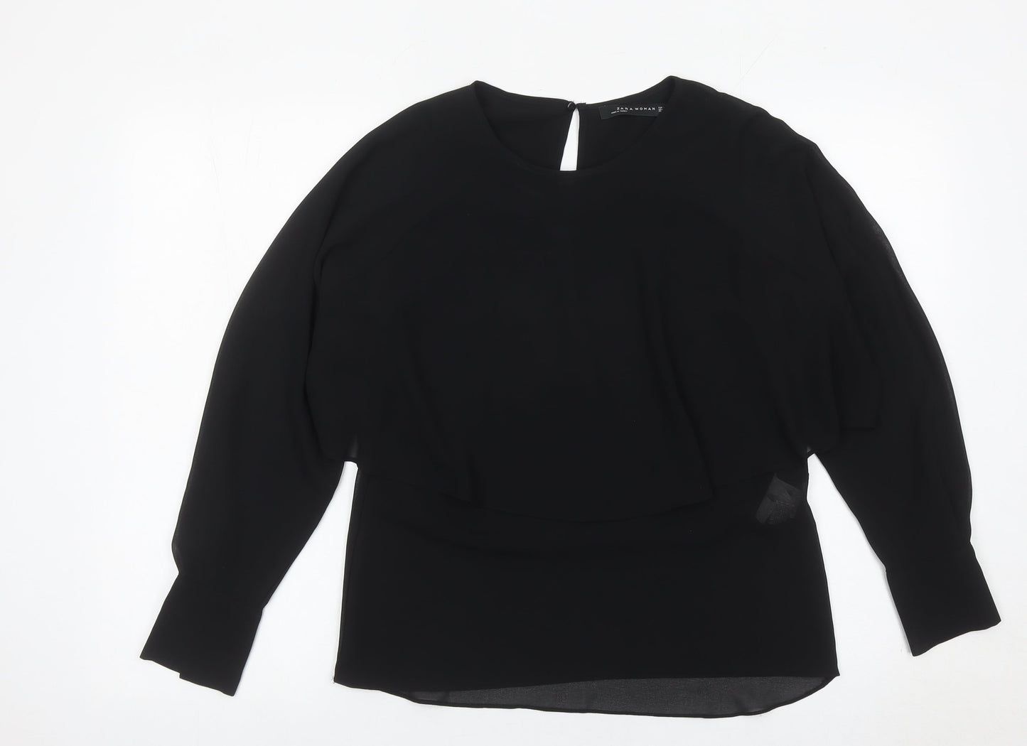 Zara Women Black Blouse Size S Long Sleeve Tunic Style