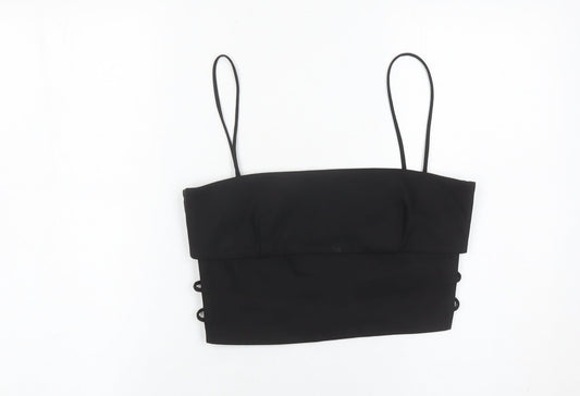 Zara Women Black Size 12 Camisole Spaghetti Strap Crop Top