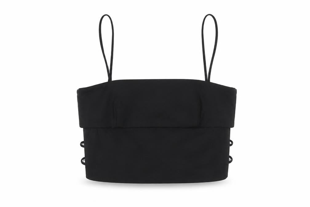Zara Women Black Size 12 Camisole Spaghetti Strap Crop Top
