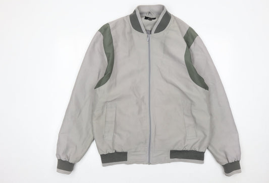 JBC Men’s Grey Polyester Basic Jacket Size M Full Zip Casual