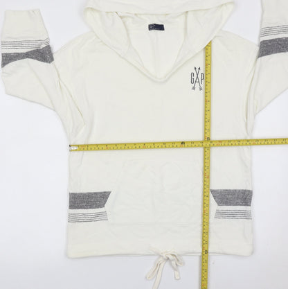 Gap Women Ivory Hoodie Pullover Medium Cotton Blend Hooded Sweatshirt