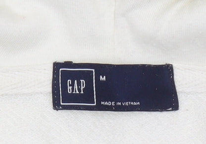 Gap Women Ivory Hoodie Pullover Medium Cotton Blend Hooded Sweatshirt