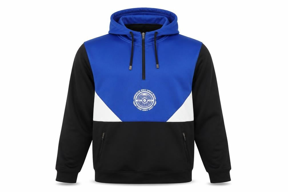 Elbow Grease Athletics Men's Blue Black White Hoodie Size L 1/2 Zip