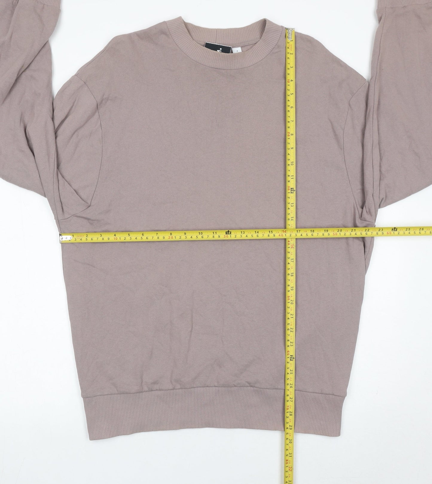 Collusion Men’s Brown Cotton Logo Sweatshirt Size M Crew Neck