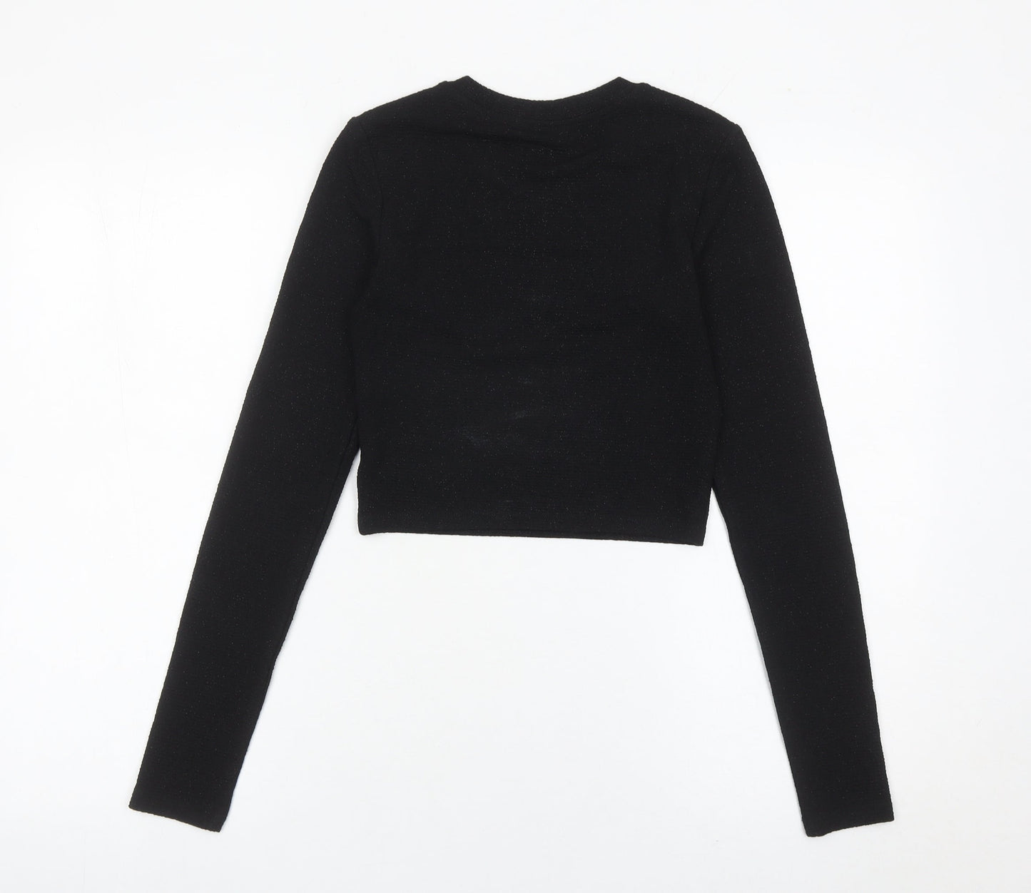Monki Women’s Black Cropped Long Sleeve Slim Fit Top Size S
