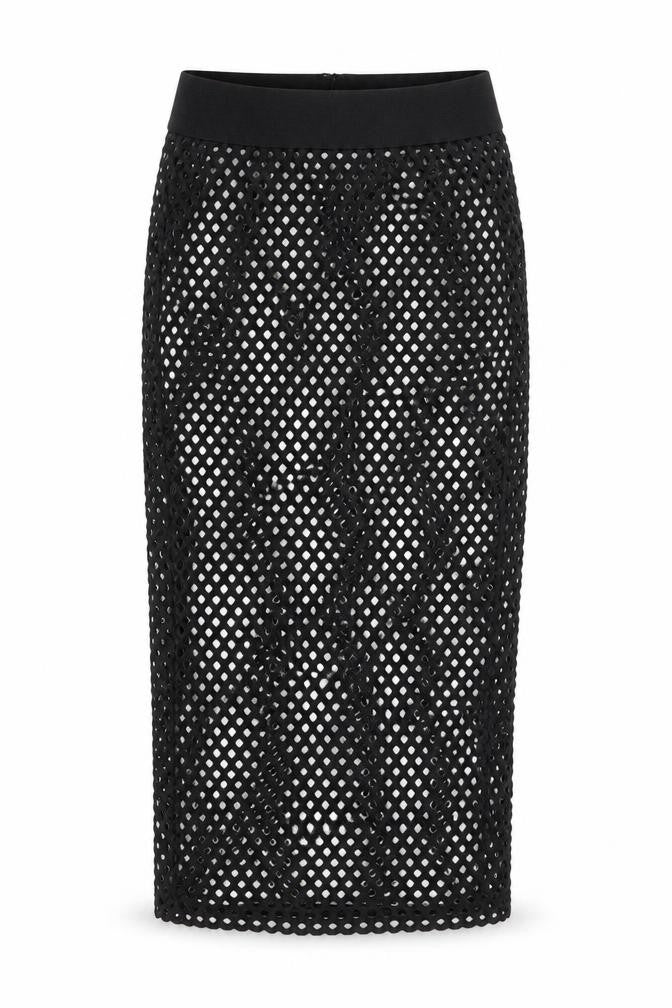 PrettyLittleThing Women’s Black Mesh Midi Pencil Skirt Size 8