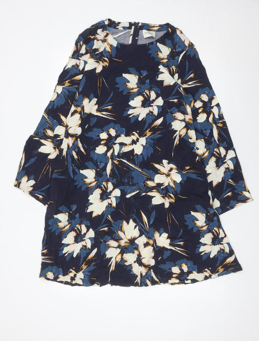 Wrap London Women’s Blue Floral Shift Dress UK 10 Knee Length
