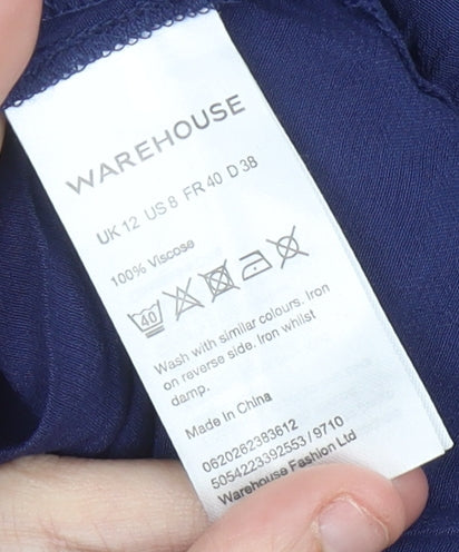 Warehouse Women’s Blue Sheath Sleeveless Knee Length Dress Size 12