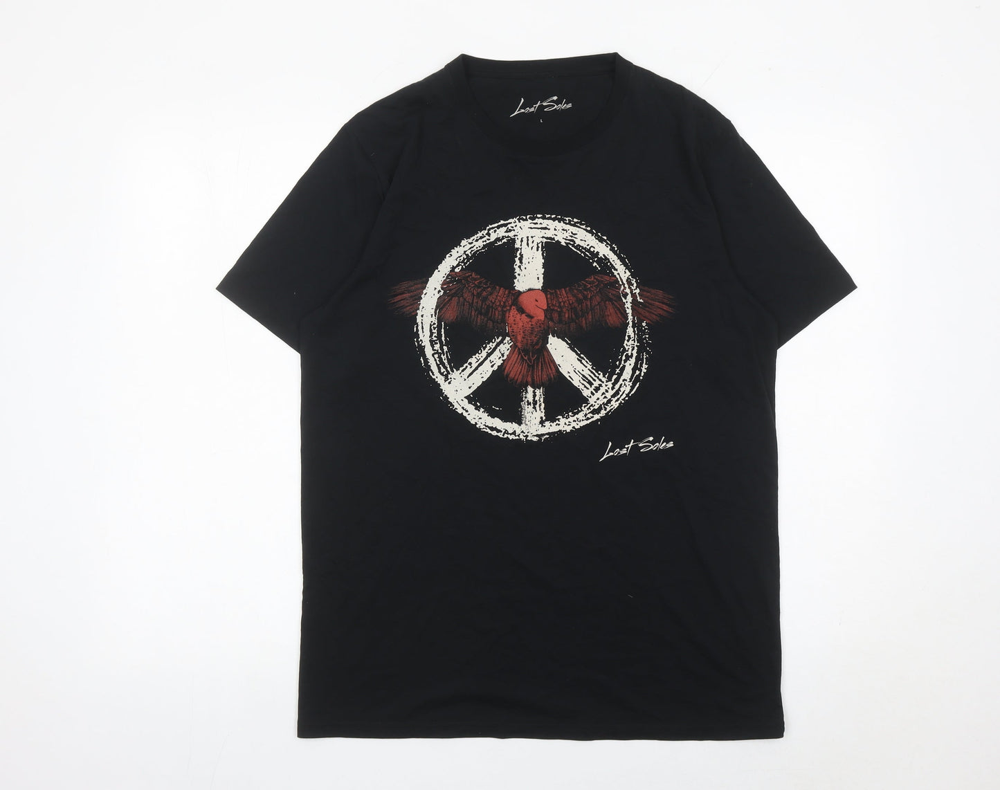 Lost Soles Men's Black L Crew Neck Graphic Print T-Shirt