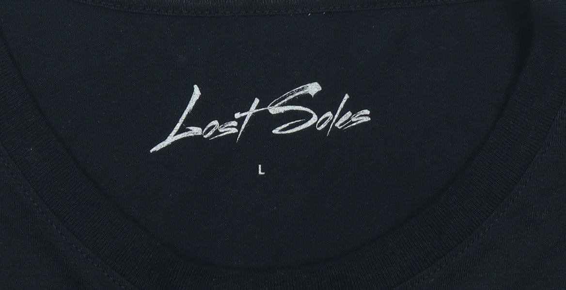 Lost Soles Men's Black L Crew Neck Graphic Print T-Shirt