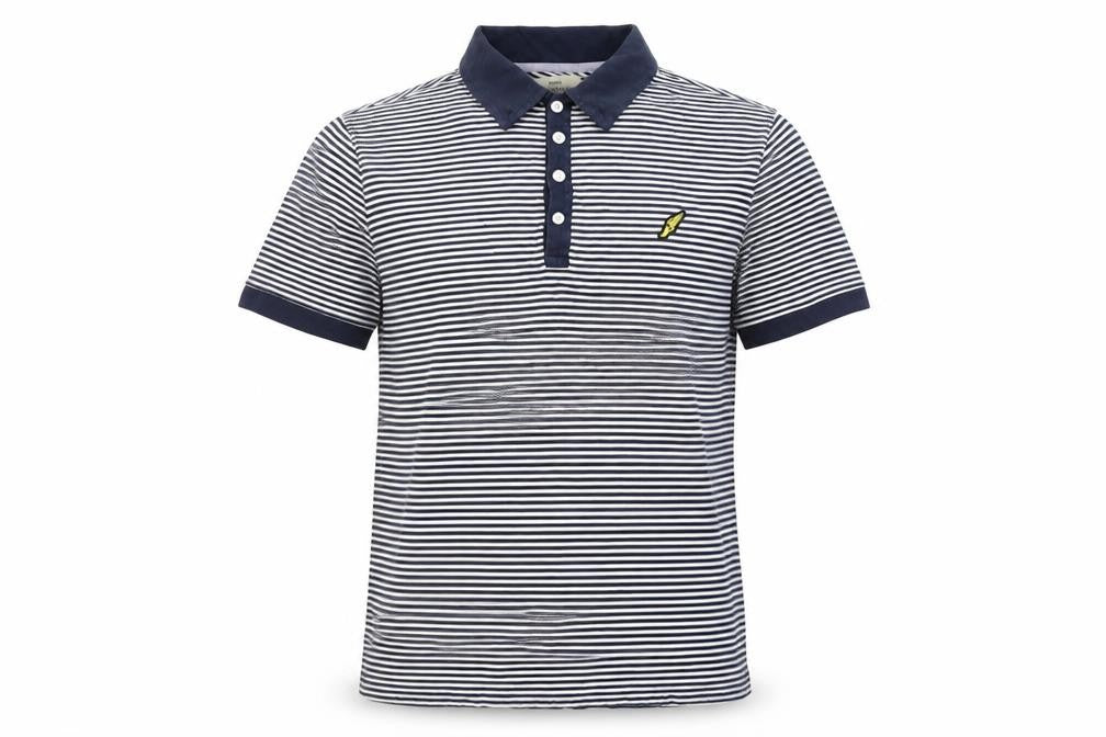 Brookhaven Men’s Blue Striped Cotton Polo Shirt Medium