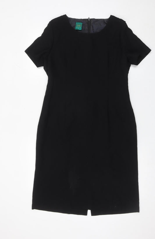 Canda Womens Black Wool Sheath Dress UK 14 Work Business Formal