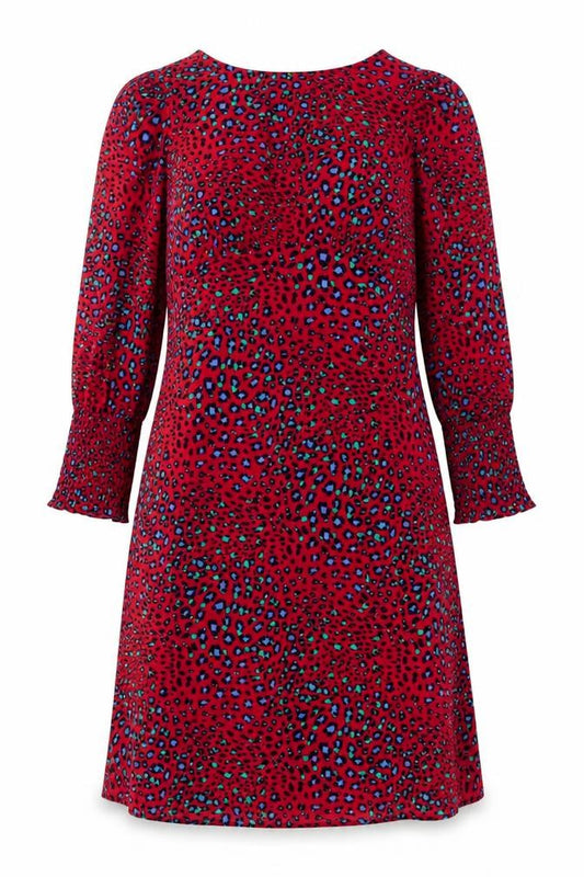 Roman Women Red Animal Print Shift Dress Size 10 Knee Length