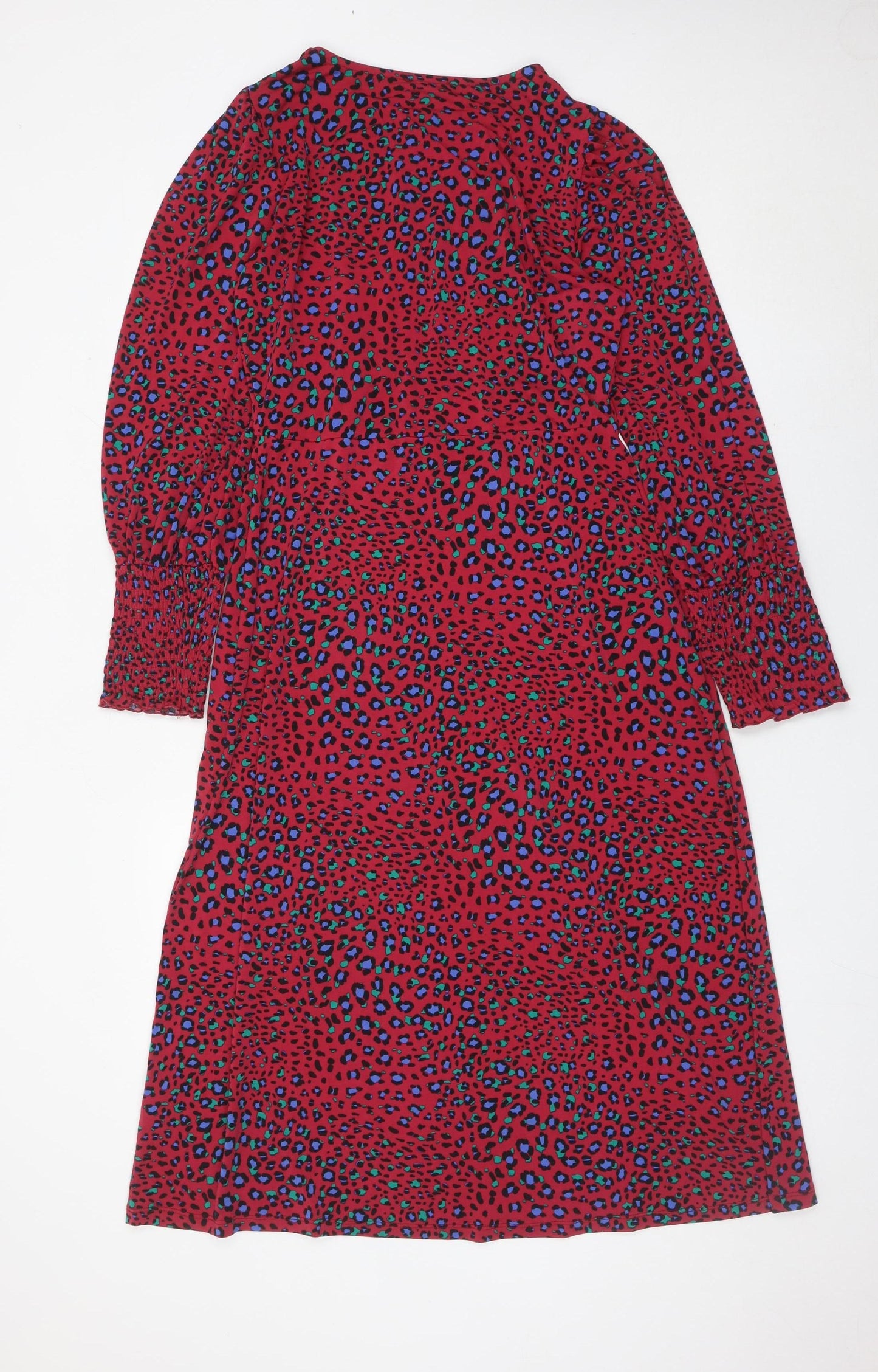 Roman Women Red Animal Print Shift Dress Size 10 Knee Length