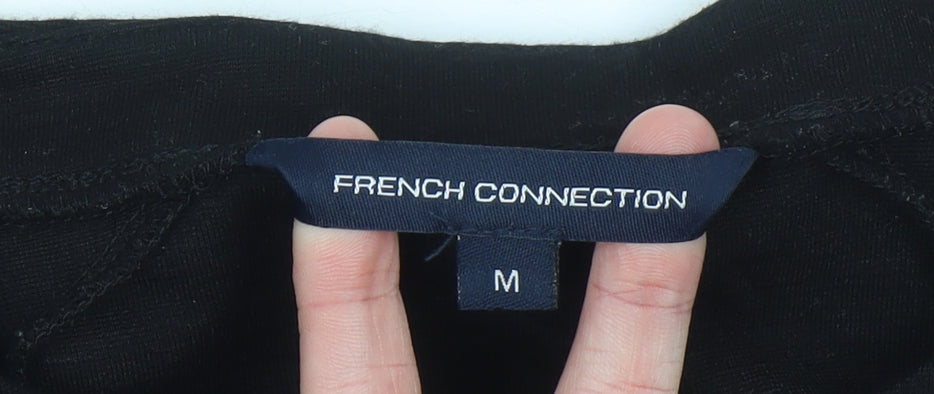 French Connection Women’s Black Medium 3/4 Sleeve Stretch Jersey Top