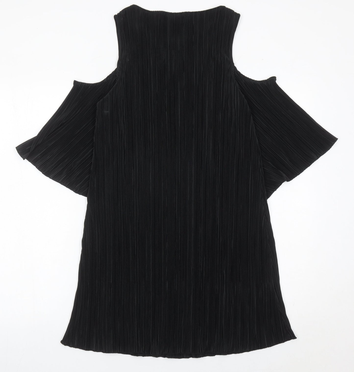 Mango Women’s Black XS Cold Shoulder Pleated Shift Dress