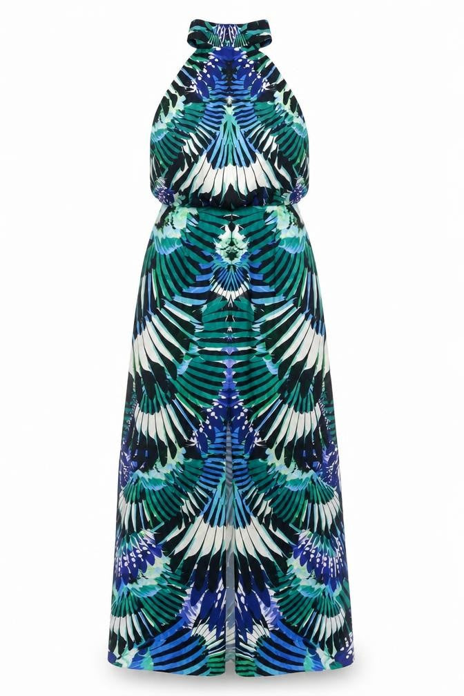 Warehouse Women’s Multicoloured Maxi Halter Dress Size 8
